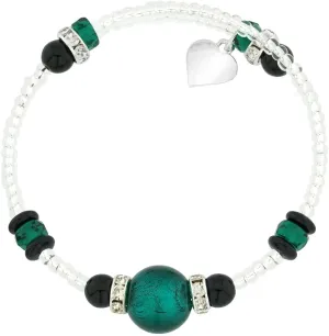 Silver Aqua Glass scruple Of Venice Carino Murano Glass Bracelet - 