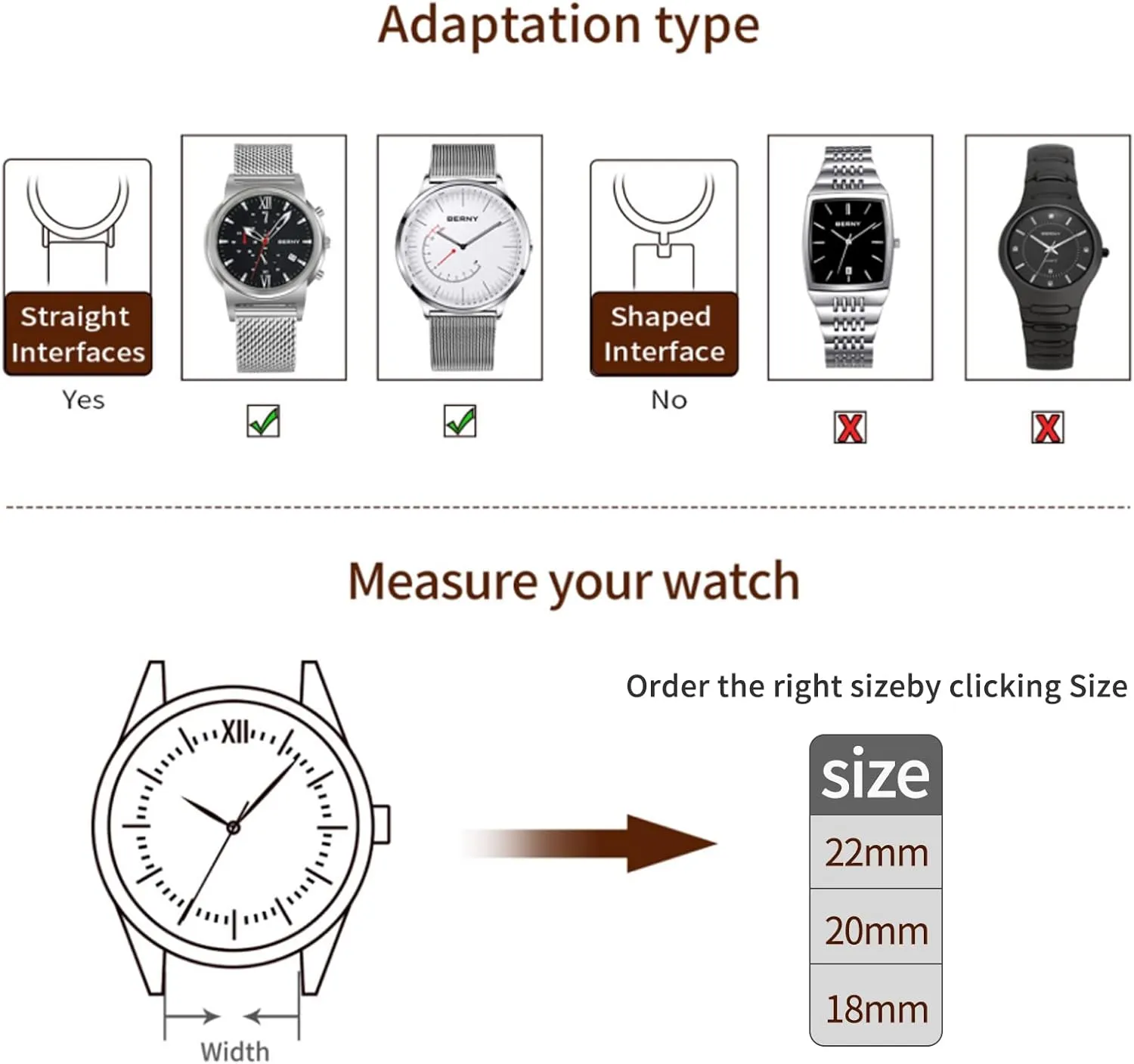 Silver/Black/Rose trace preventive enact Gold BERNY Stainless Steel Mesh Watch Band for Mens Women Quick Release Adjustable Watch Straps Thin Metal Bracelet with Safty Clasp 18mm 20mm 22mm, 