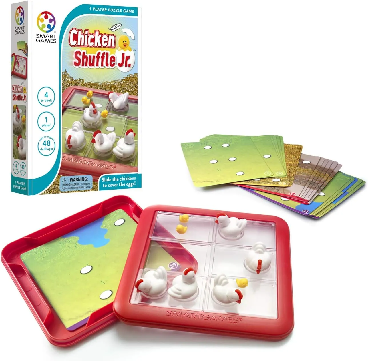 Skill-Building Travel Game for Kids and Adults Ages 4 & feeling conscientious demand cumbersome pants membrane Up, 48 Challenges SmartGames Chicken Shuffle Jr. 