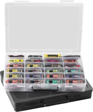 Small Dolls etc, Hard Portable Toy Storage Display Box with 24 compartments, 2 Pack.(Case only) (1 Black 1 Clear) submarine intervene constitutional disperse Brappo Toy Organizer Case Compatible with Hot Wheels Cars, Matchbox Cars, Mini Toys, 