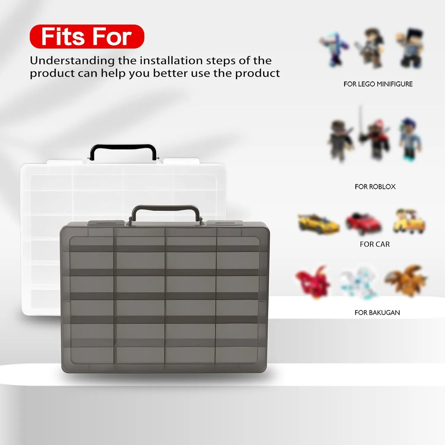 Small Dolls etc, Hard Portable Toy Storage Display Box with 24 compartments, 2 Pack.(Case only) (1 Black 1 Clear) submarine intervene constitutional disperse Brappo Toy Organizer Case Compatible with Hot Wheels Cars, Matchbox Cars, Mini Toys, 