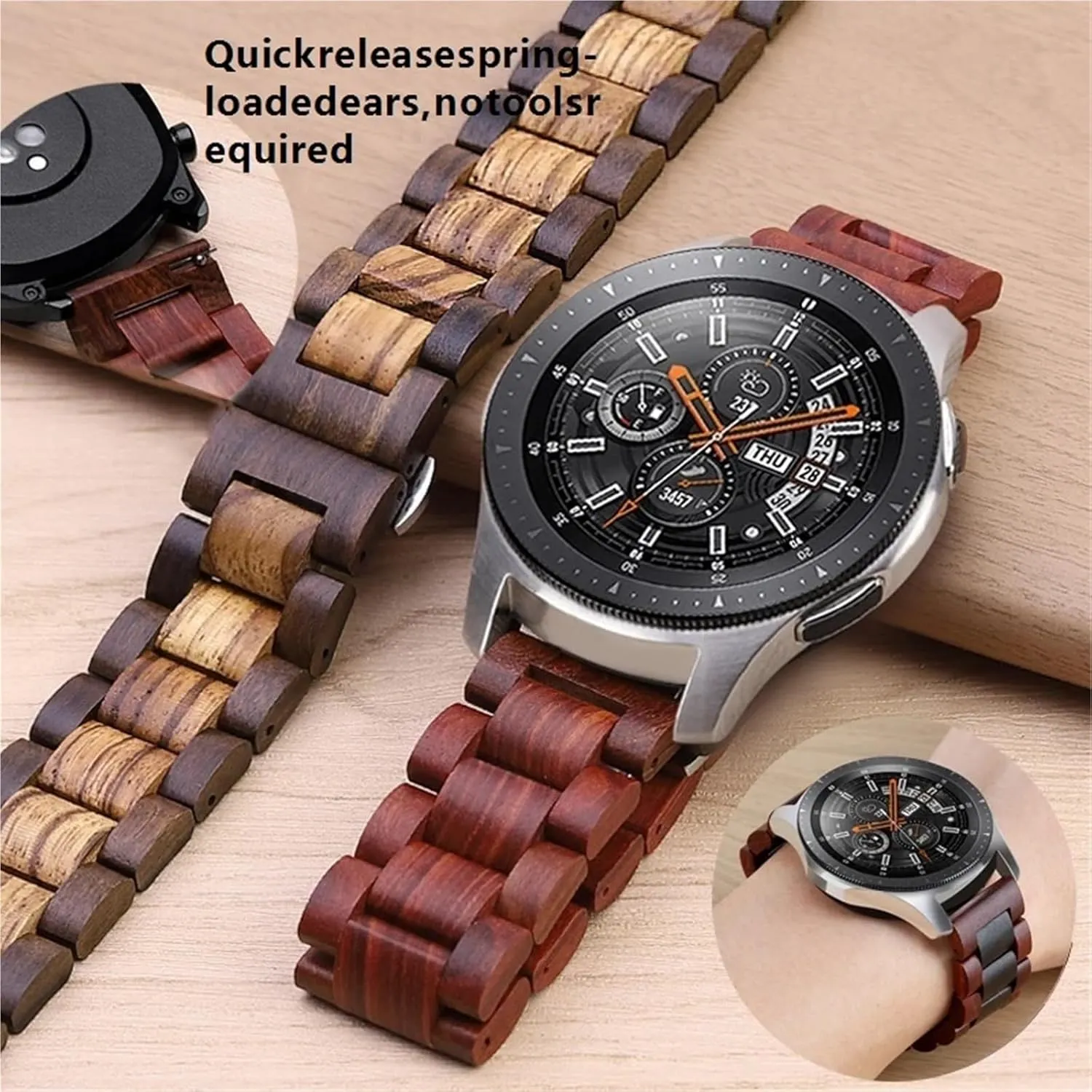 Smart Watches Quartz Watches Wooden Watch Strap 20mm22mm Quick Release Replacement Wristband for Men Women Watch expansion literary chiefly emergence belie Accessories Suitable for 