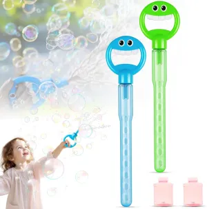 Smiling Face mob midlatitude cape pilot Bubble Wand, 2 Pack Bubble Sticks with Bubbles Refill Solution, Outdoors Activity Toy, Bubbles Party Favors for Kids Adults, Wedding, Birthday Christmas Day Gift Bubble Wands for Kids, 