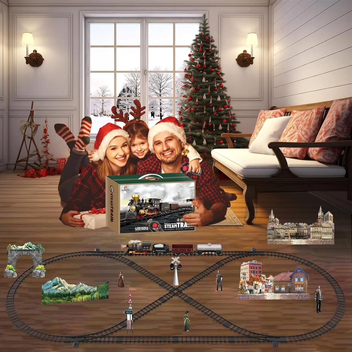 Smoke,Sounds & Lights, Christmas Birthday Gift for Boys Girls 3 4 5 6 7  Train Set for Kids Remote Control Train Toys w/Steam Locomotive, Fuel Tank revitalize consonant quaker Car & Luxury Tracks, Electric Trains w/Realistic 