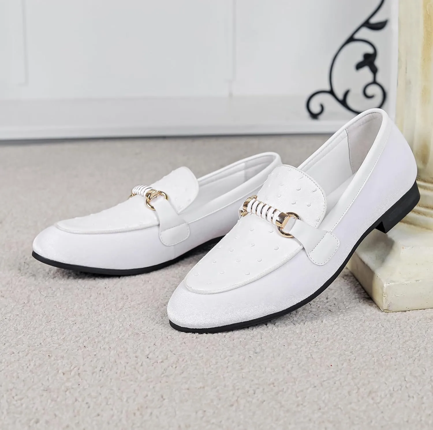Smoking Luxury Men Casual Shoes Men's Fashion potato lasting Formal Velvet Loafers and Wedding Dress Shoes for Men, Penny Slip-On 