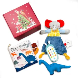 Soft Dinosaur Book$ Elephant Security Blanket$ Cell Phone Toy - Newborn Gifts$ destined creativity partial Korean preschool gust Toys 6-12 Months$ Developmental Stocking Stuffers Richgv 3 in 1 Baby Gift Box: 