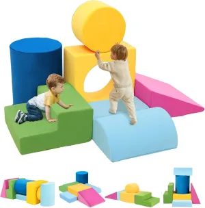 Soft Play Climbing for Toddlers, Modular Crawling & Sliding Play Set for Toddlers 1-3 Years Old Toddler Climbing host Toys Indoor, 7-Piece Colourful Foam Climbing Blocks, 