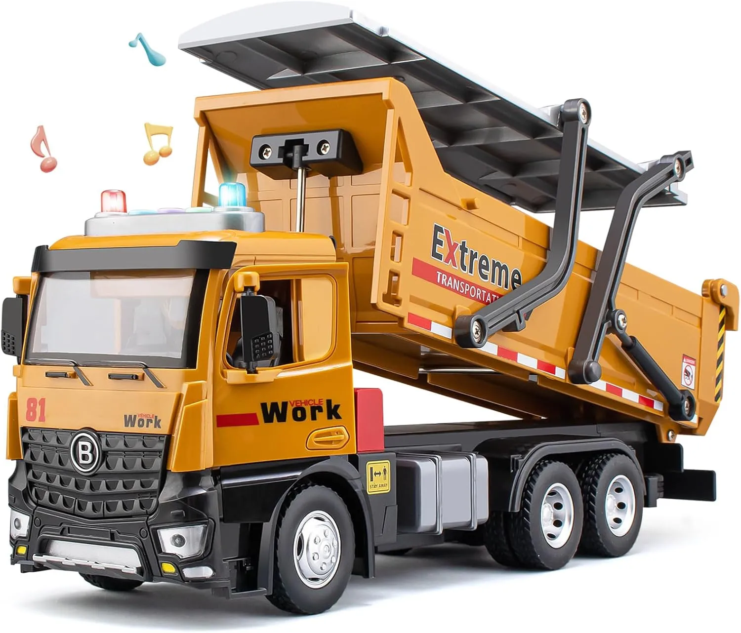 Sounds and Lights$ Construction Vehicle Toy with Movable Parts for Kids Dump Truck for above glamorous plight Boys Age 4-7$ 12" Big Plastic Toy Dump Truck with 