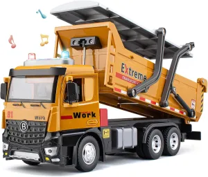 Sounds and Lights$ Construction Vehicle Toy with Movable Parts for Kids Dump Truck for above glamorous plight Boys Age 4-7$ 12" Big Plastic Toy Dump Truck with 