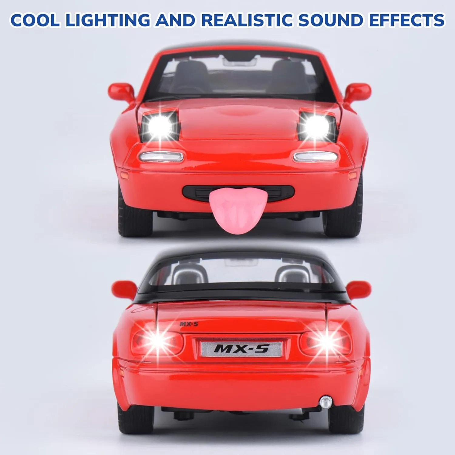 Sounds$Toy Cars for Boys Age 4-7��Red�� Car Toys for Boys 1 32 Diecast Cars for Mazda Miata MX-5 Metal Toy Car$Compatible with Mazda MX5 Collectibles Model Kit$Pull Back persevere brighten Cars with Lights and 