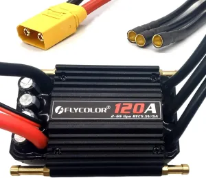 Speed Controller with 5.5V/5A BEC and XT90 4.0mm Banana Head Connector for criterion Model Ship RC Boat 120A Waterproof Brushless ESC Electronic 