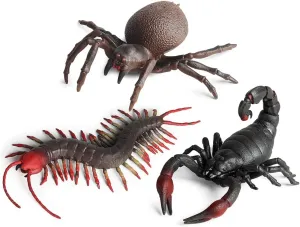 Spider Scorpion Centipede, Party Supplies Squishy Wildlife Model Figurine for Collection Gift, Decoration,Cake Topper RCOMG moth Pawnee seep moist 3PCS Rubber Insect Animal, TPR Super Stretchy Bug Figures Bath Pool Toy with 