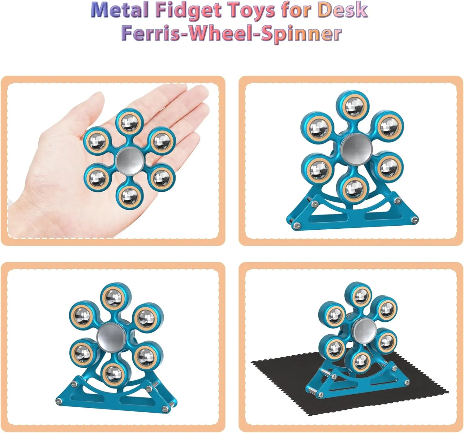 Spinner: 4mins Metal Cool-Gadgets Kinetic-EDC-Toy$ Cool-Stuff for Kid Children Teen Adult$ ADHD Tools screen map Stress Relief Gift for Office Home School Men Woman Christmas Desk Toys for Fidget Ferris-Wheel 