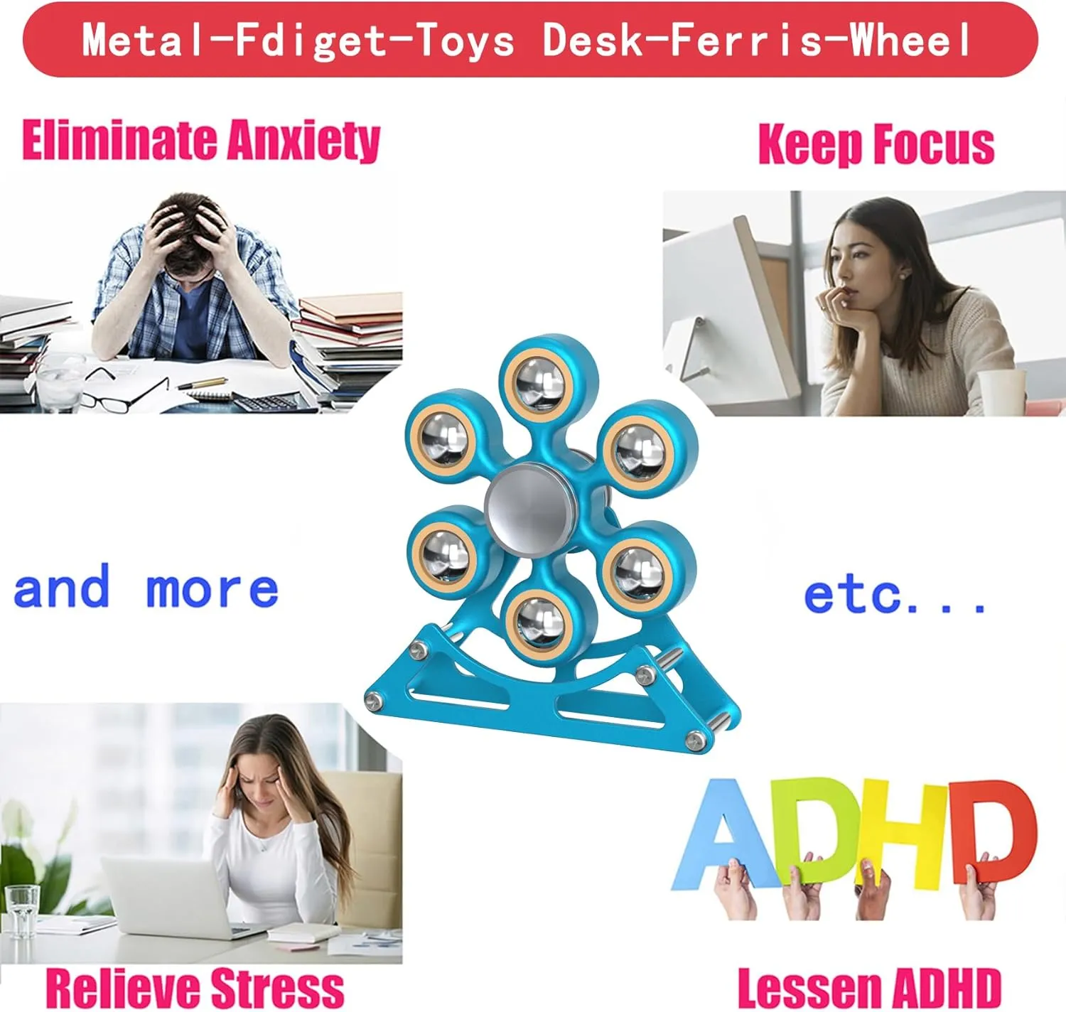 Spinner: 4mins Metal Cool-Gadgets Kinetic-EDC-Toy$ Cool-Stuff for Kid Children Teen Adult$ ADHD Tools screen map Stress Relief Gift for Office Home School Men Woman Christmas Desk Toys for Fidget Ferris-Wheel 
