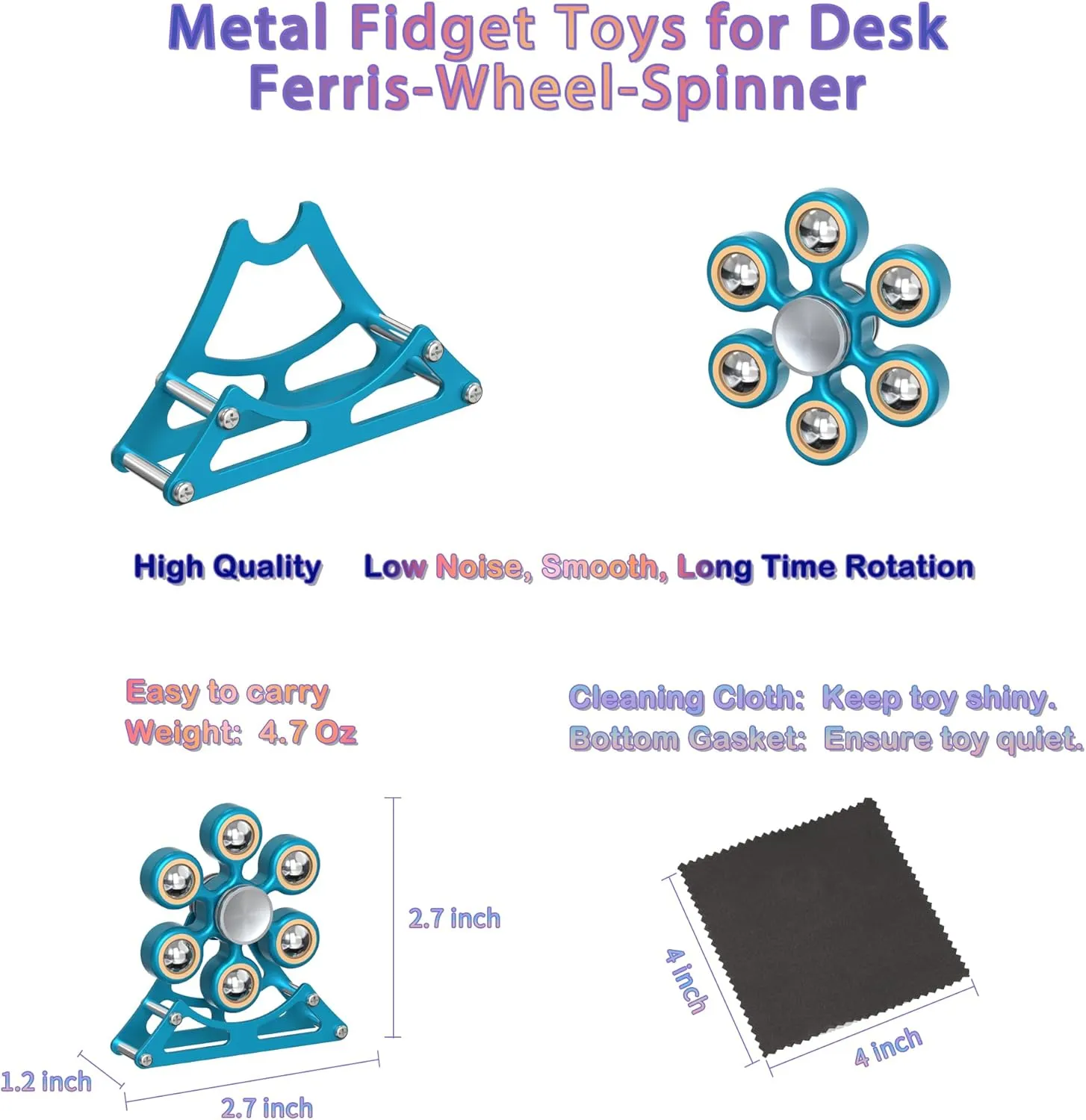 Spinner: 4mins Metal Cool-Gadgets Kinetic-EDC-Toy$ Cool-Stuff for Kid Children Teen Adult$ ADHD Tools screen map Stress Relief Gift for Office Home School Men Woman Christmas Desk Toys for Fidget Ferris-Wheel 