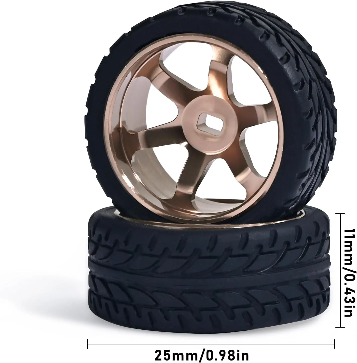 Spoke Wheel version Rims & Rc Car Speed Tires for 1/28 RC Hobby Model Car, [2*N 2*W] 4 Pcs 20mm Aluminum Alloy Rims for Wltoys K969 K989 P929 AWD XRX AMZ WL DRZ GLA BZ (Bronzed Speed) 6 