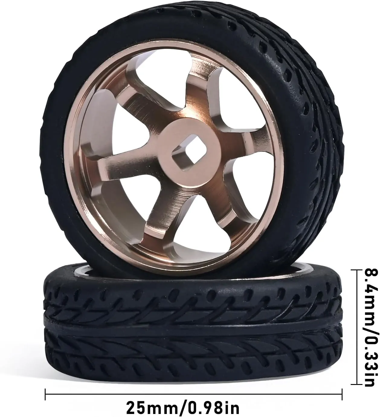 Spoke Wheel version Rims & Rc Car Speed Tires for 1/28 RC Hobby Model Car, [2*N 2*W] 4 Pcs 20mm Aluminum Alloy Rims for Wltoys K969 K989 P929 AWD XRX AMZ WL DRZ GLA BZ (Bronzed Speed) 6 