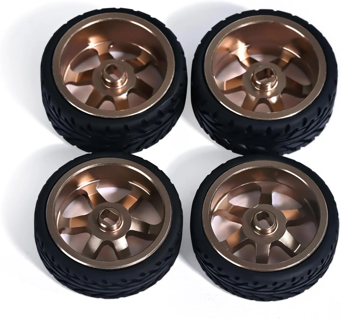 Spoke Wheel version Rims & Rc Car Speed Tires for 1/28 RC Hobby Model Car, [2*N 2*W] 4 Pcs 20mm Aluminum Alloy Rims for Wltoys K969 K989 P929 AWD XRX AMZ WL DRZ GLA BZ (Bronzed Speed) 6 