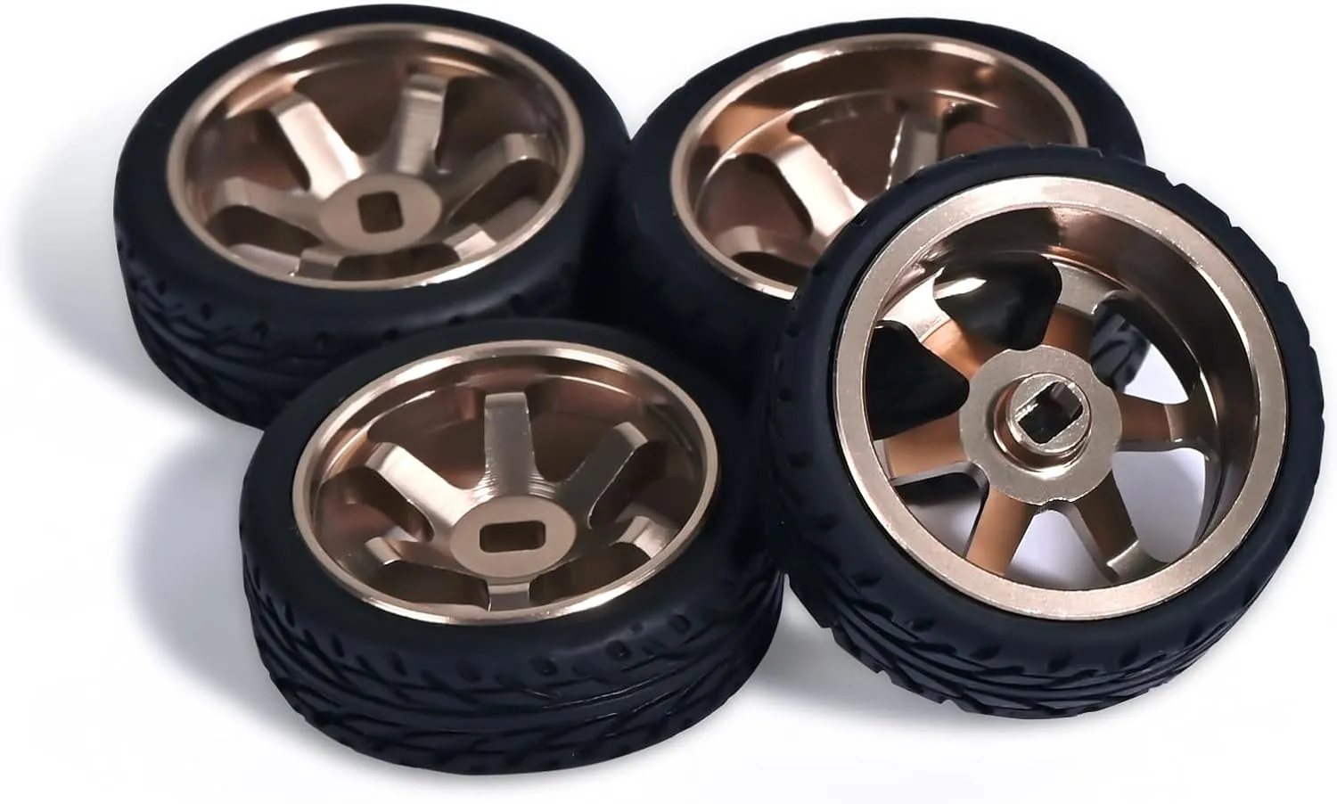 Spoke Wheel version Rims & Rc Car Speed Tires for 1/28 RC Hobby Model Car, [2*N 2*W] 4 Pcs 20mm Aluminum Alloy Rims for Wltoys K969 K989 P929 AWD XRX AMZ WL DRZ GLA BZ (Bronzed Speed) 6 