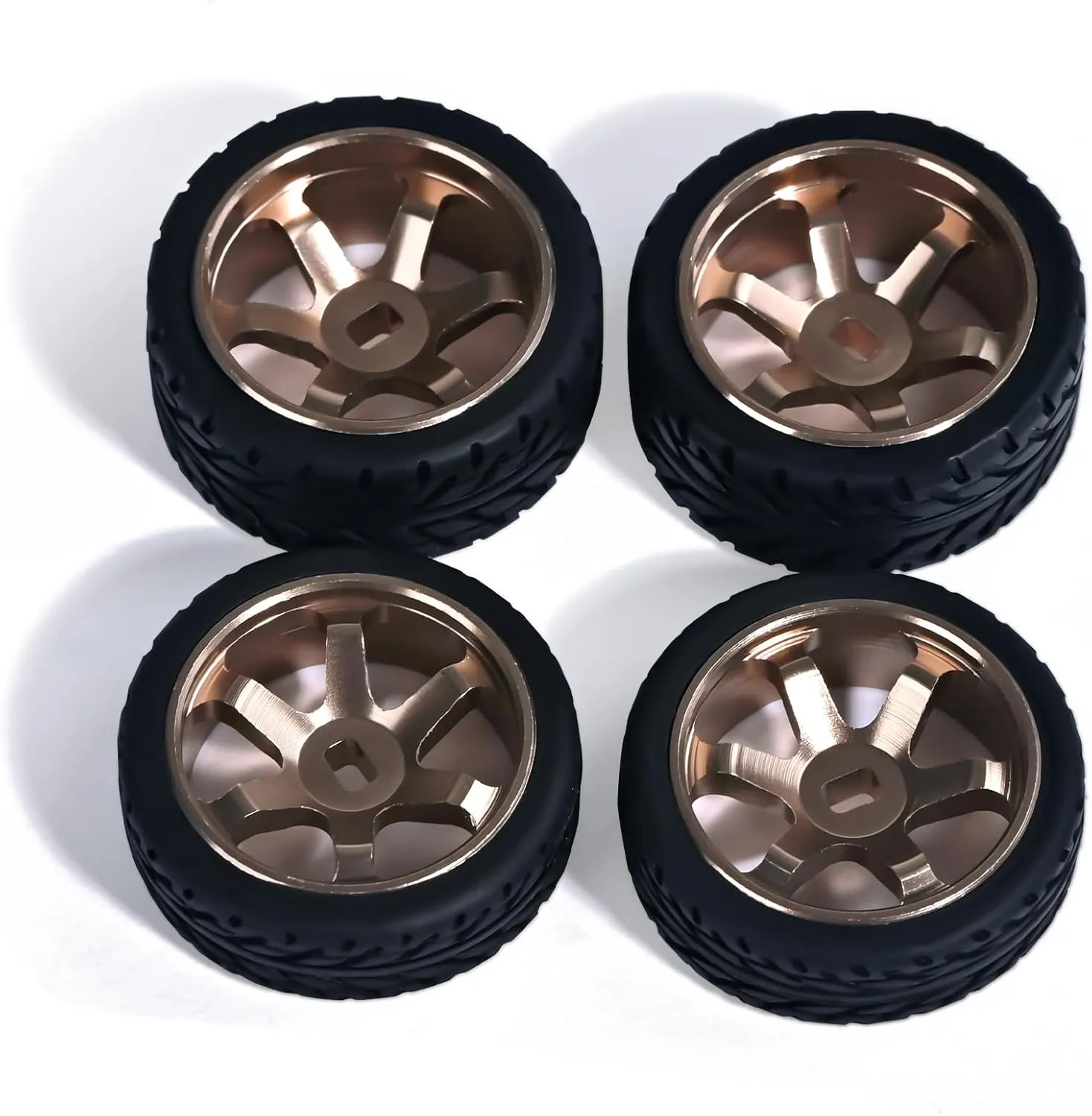 Spoke Wheel version Rims & Rc Car Speed Tires for 1/28 RC Hobby Model Car, [2*N 2*W] 4 Pcs 20mm Aluminum Alloy Rims for Wltoys K969 K989 P929 AWD XRX AMZ WL DRZ GLA BZ (Bronzed Speed) 6 