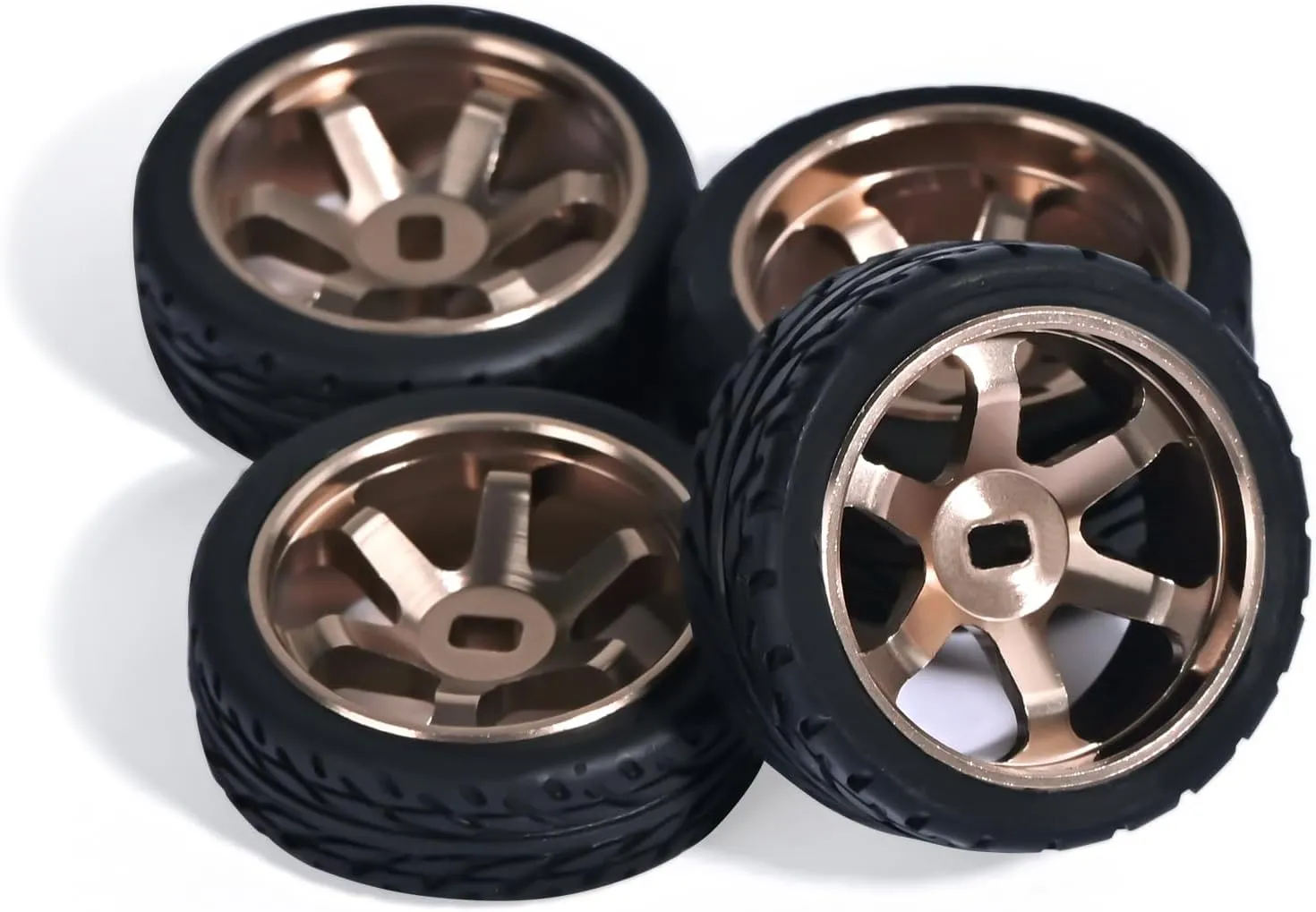 Spoke Wheel version Rims & Rc Car Speed Tires for 1/28 RC Hobby Model Car, [2*N 2*W] 4 Pcs 20mm Aluminum Alloy Rims for Wltoys K969 K989 P929 AWD XRX AMZ WL DRZ GLA BZ (Bronzed Speed) 6 
