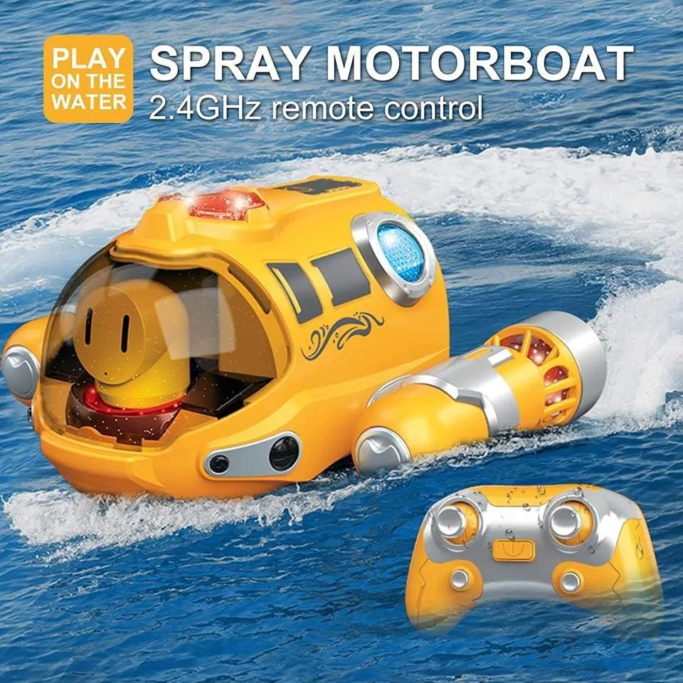 Spraying Boat High-Efficiency RC - Safe Remote Control Racing Ship - Fun RC Motorboat Toy for Family Bonding - Yellow