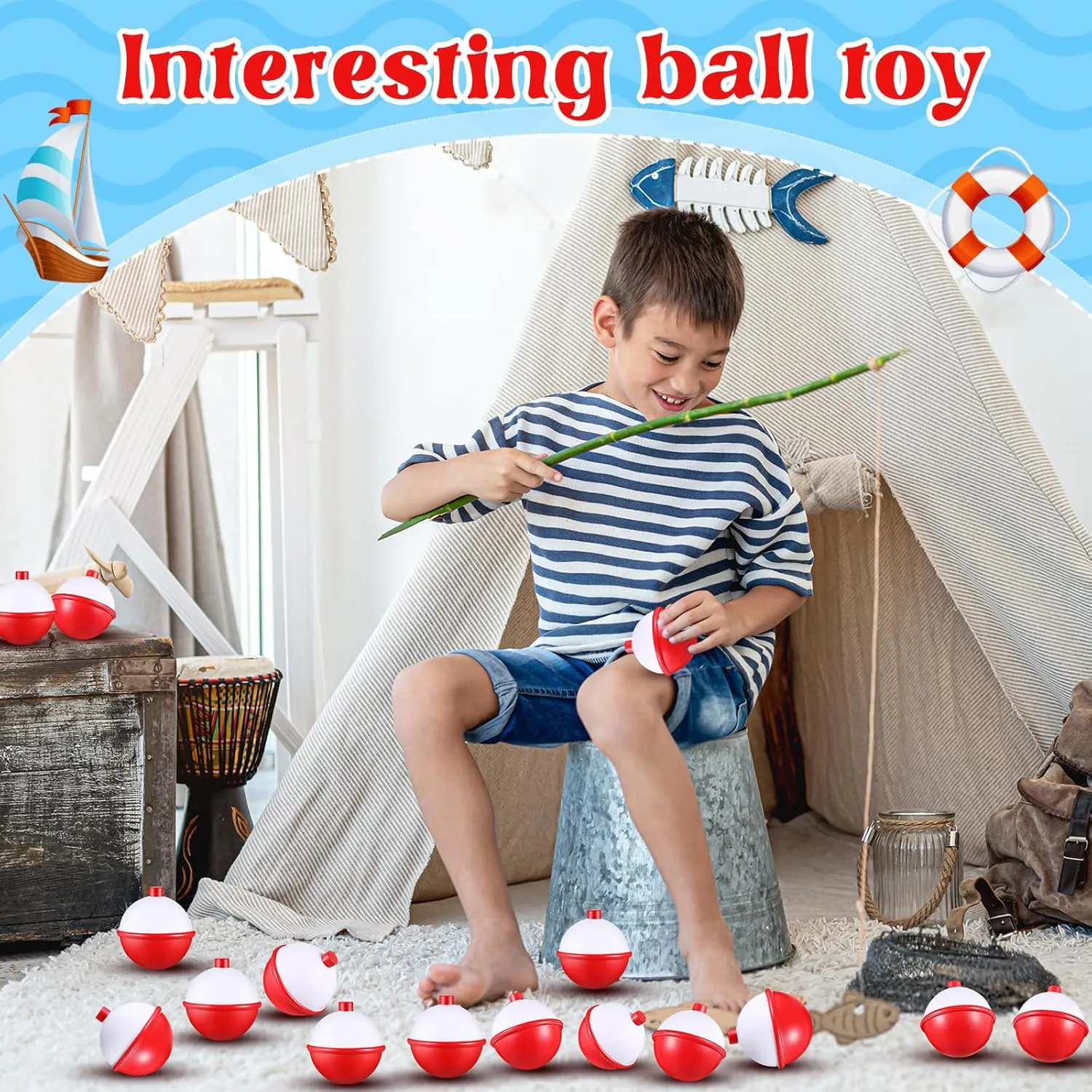 Squeeze half breath pliant necessity Toy Fishing Themed Party Favors Funny Stress Relief Toy for Teens Adults Improving Grip Strength Release Pressure Finger Exercise (2'') Libima 60 Pcs Fishing Bobber Stress Ball 