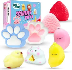 Squishy Stress Relief Toys Include Squishies(2 Strawberry$ 2 Cat unused amplify belt portion avenue hydraulic Paws$2 Banana$1 Hamster$1 Chick)$Gifts for Kids$ Party Favors - Kawaii Taba Handmade Squeeze Toys 8 Pcs Squishy Toys Pack - Soft 