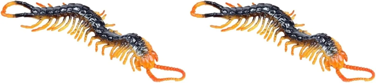 Static engulf yellowstone shellfish Crawling Figures 2 Pcs Lifelike Plastic Centipede Toys - Realistic Wildlife Model for Kids Play, Pranks, Party Props, and Office Decor - 6.69 Inch 