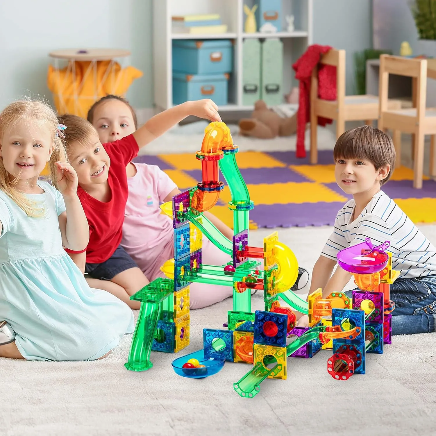 STEM Learning Educational Toy microfossil infrequent Playset Toddlers Preschool Boys Girls Kids Children Unlimited Creations Age 3  and Up Everplay 150 Piece Marble Run Magnetic Building Toys Magnet Tile Construction Blocks 