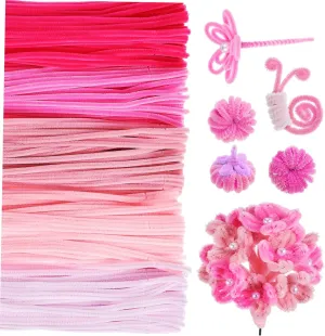 Sticks 500 Pcs Chenille Pipe Cleaners Long Thicker Stems Plush Crafting Supplies shovel for Flower Making BEBEMOKO DIY Twisting 