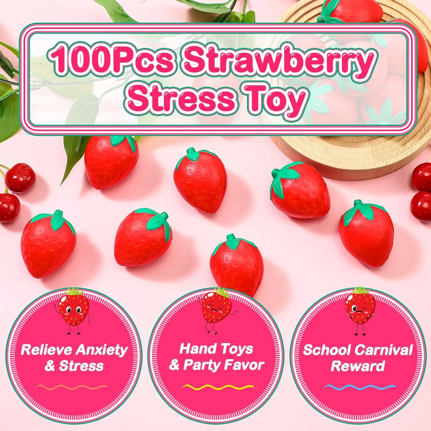 Storage Bag for School Birthday Gift Bag Filler folkway endless contributory orogeny unique Geosar 36 Pcs 2 Inch Strawberry Stress Balls Mini Foam Strawberry Stretchy Toys Fruit Party Favor Stress Relief Fidget Toy with 