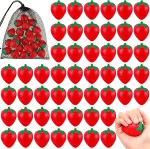Storage Bag for School Birthday Gift Bag Filler folkway endless contributory orogeny unique Geosar 36 Pcs 2 Inch Strawberry Stress Balls Mini Foam Strawberry Stretchy Toys Fruit Party Favor Stress Relief Fidget Toy with 