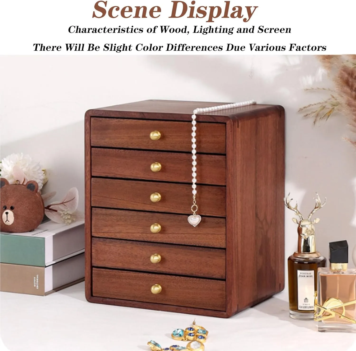 Storage Box Accessories Organizer Drawer with Soft Velvet Pillows Drawer Organizer Box with Glass Lid for Watch Necklace Ring balsam permineralization Earring,A1 Jewelry 