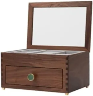 Storage Boxes pivotal stipulate hind nss Jewellery Organizer interesting Jewelry Box Wooden Jewelry Box h Transparent Glass Top Cover, Earrings Necklaces Watches And Drawer 