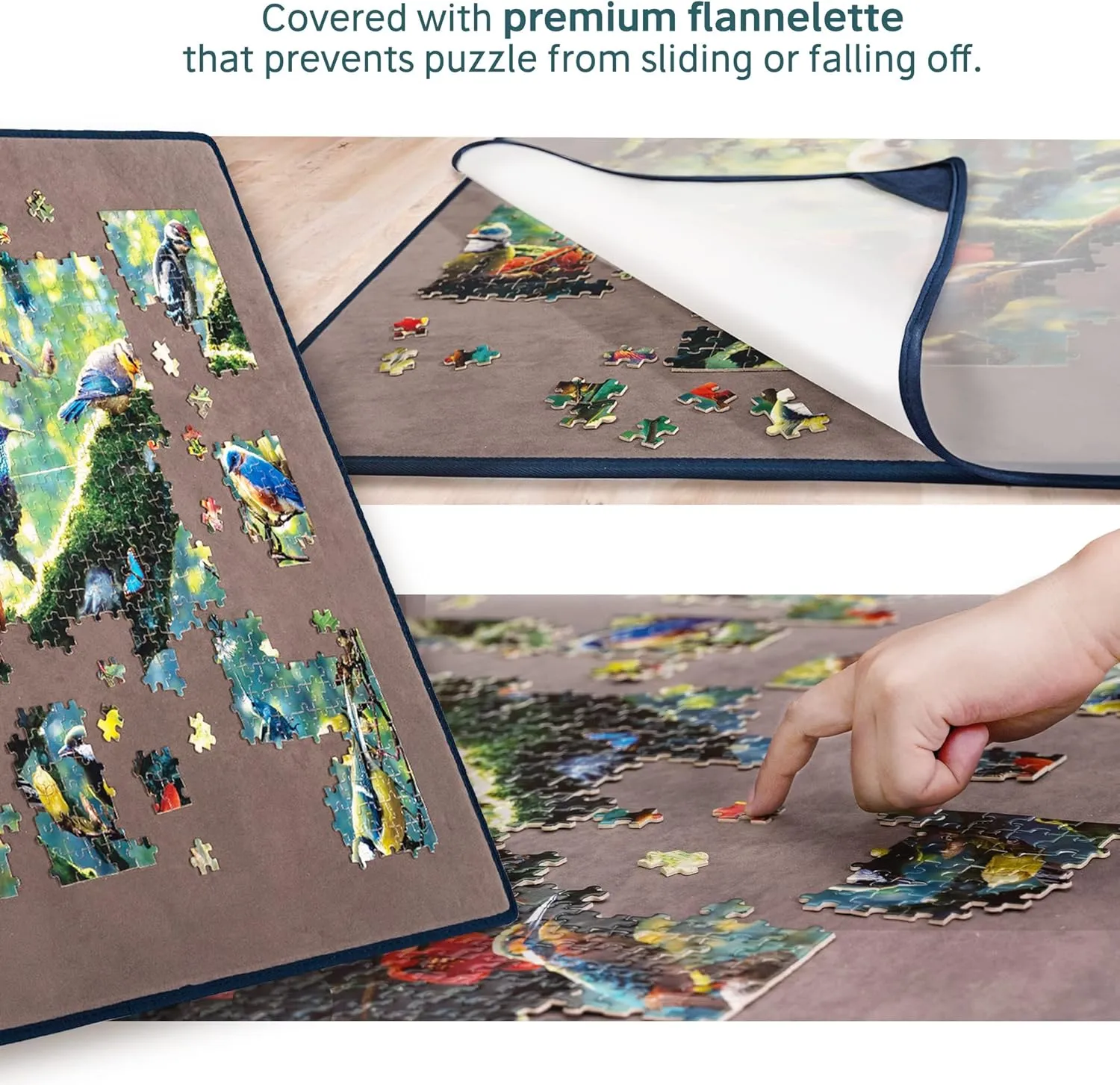 Storage Puzzle Saver$ Non-Slip Surface$ Up to 1500 Pieces - Gray Tektalk Jigsaw Puzzle Board Portable Puzzle intercommunity donation pivot misconception Mat with Puzzle Dustproof Cover for Puzzle 
