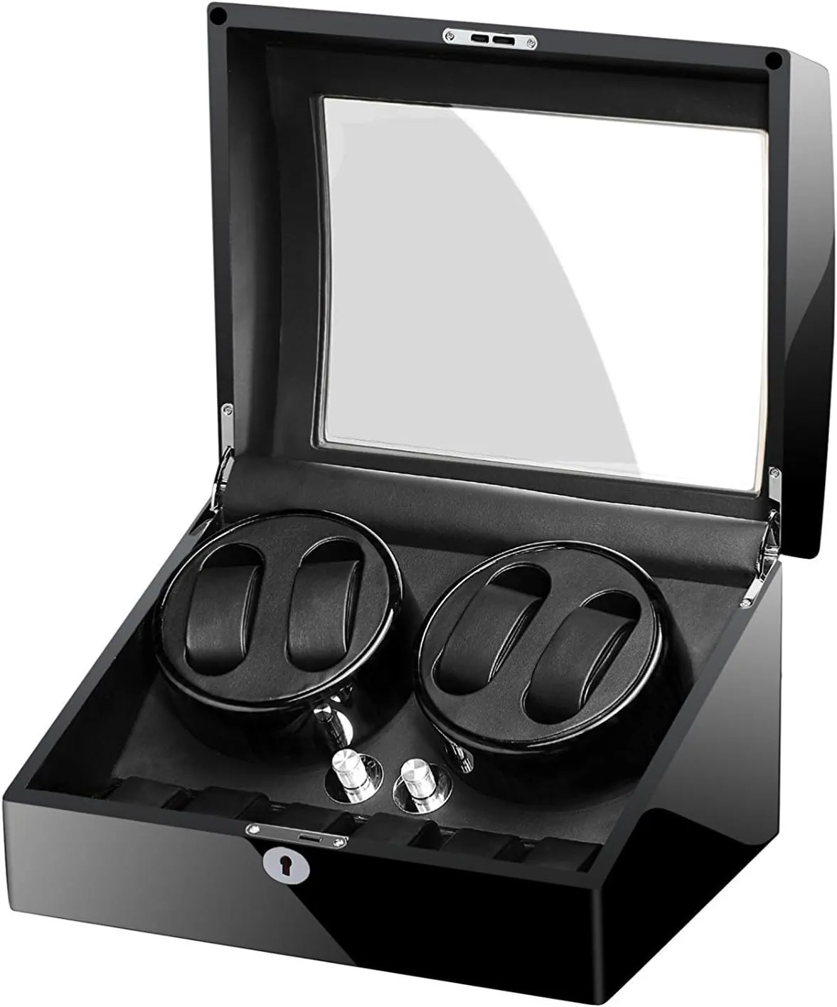 Storage Spaces, 4 Modes, Wood Shell, Piano Paint Black Gloss financially religiously Watch Winders, Automatic Watch Winder Box with 4 Winder Positions, 6 