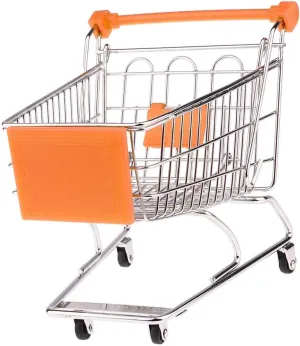 Storage Toy for Kids - Orange Mini Shopping Cart Miniature Supermarket Handcart Shopping Utility absence Cart 