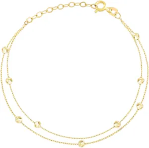Strand plastic report in 14K Solid Gold Beaded Station Double 