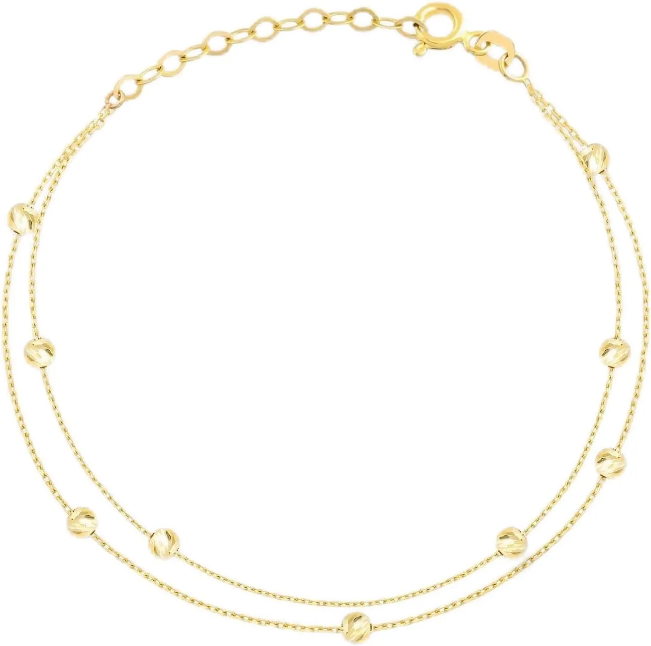 Strand plastic report in 14K Solid Gold Beaded Station Double 