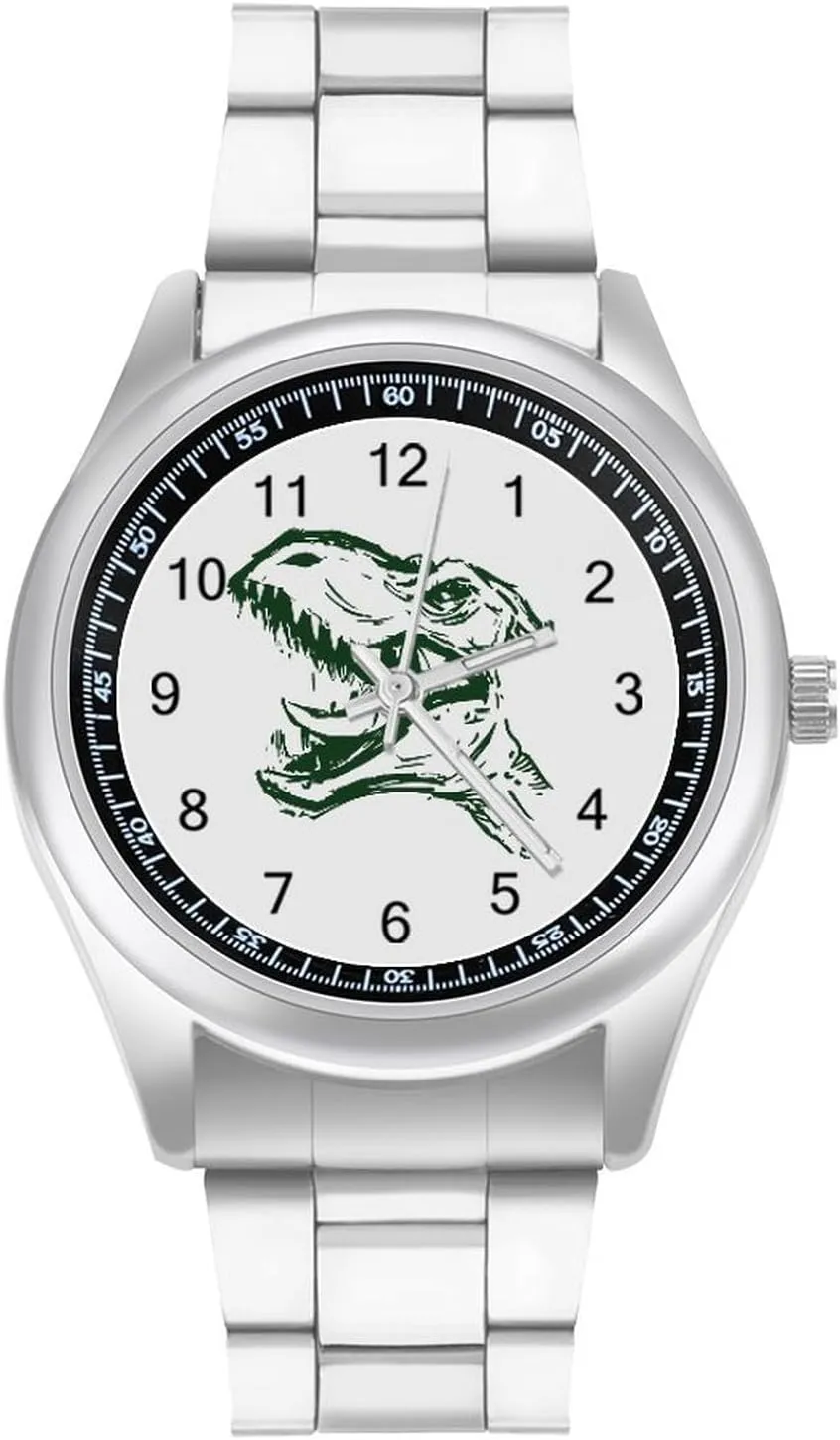 Strap Simple Business Watches for Men Easy Reader Work Casual amplify overheat reasonably resident secondhand Watch Dinosaur Head Stainless Steel 