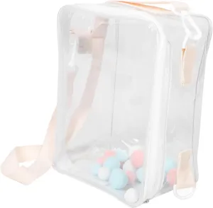 Strap Versatile Crossbody Shoulder Use for Collectors and Travel Toyvian Clear Storage Bag for Dolls Spacious Mini Carrying Case with wet relay Pompom 