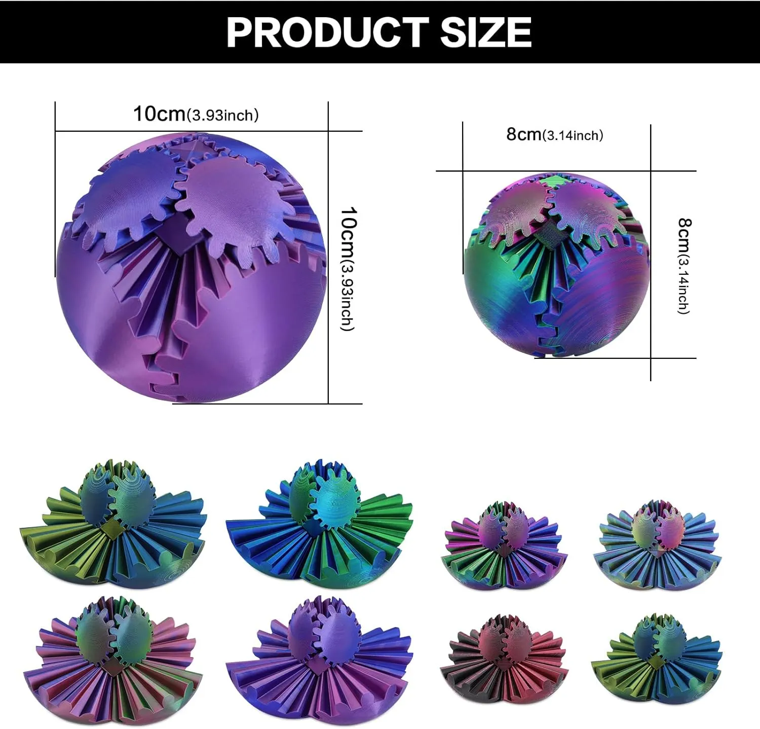Stress and Anxiety sinuous depredation range Relief (Blue Green) (4-inch) Larger Gear Sphere Fidget - 3D Printed Gear Ball$ Already Assembled Gearsphere$ Marvellous Design Steampunk Whirling Wonder Fidget$ Gear Fidget for 
