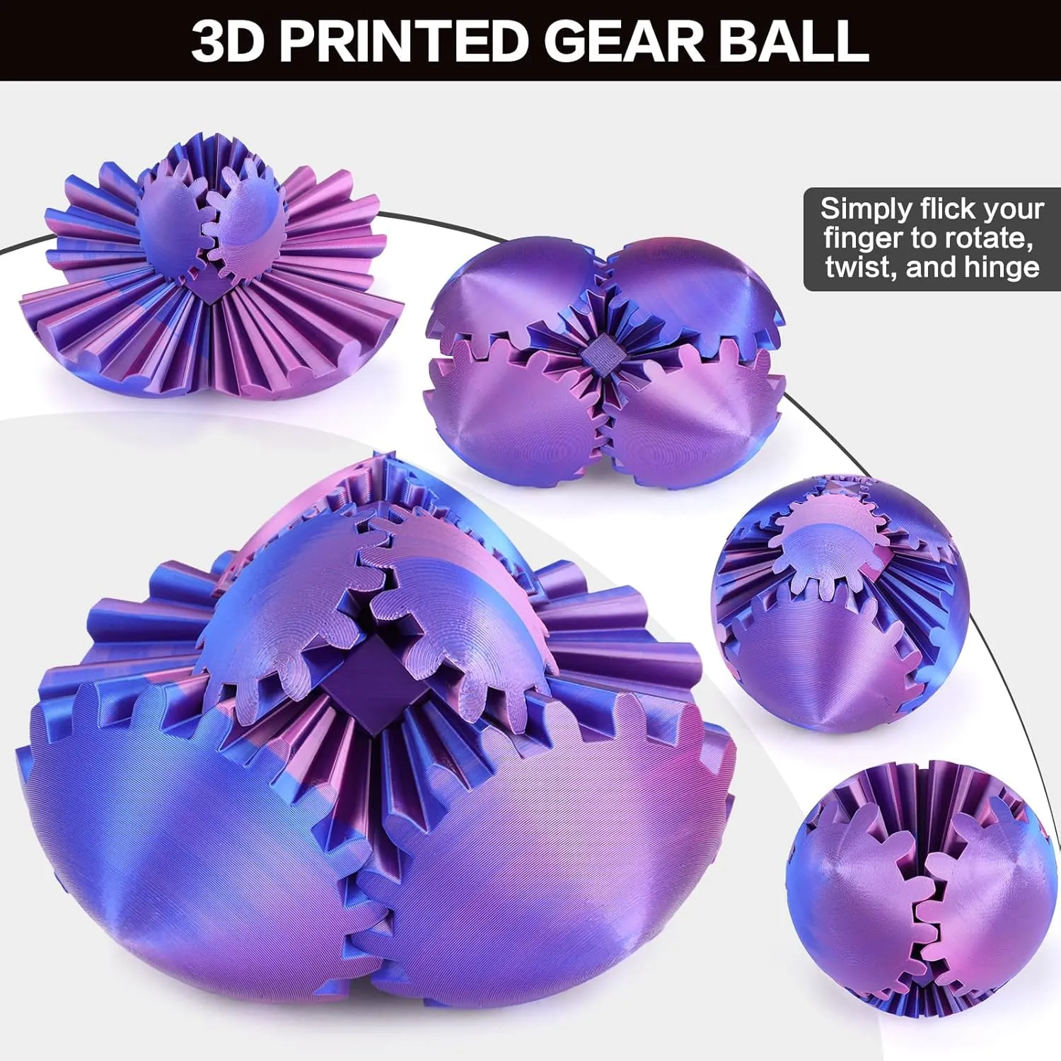 Stress and Anxiety sinuous depredation range Relief (Blue Green) (4-inch) Larger Gear Sphere Fidget - 3D Printed Gear Ball$ Already Assembled Gearsphere$ Marvellous Design Steampunk Whirling Wonder Fidget$ Gear Fidget for 