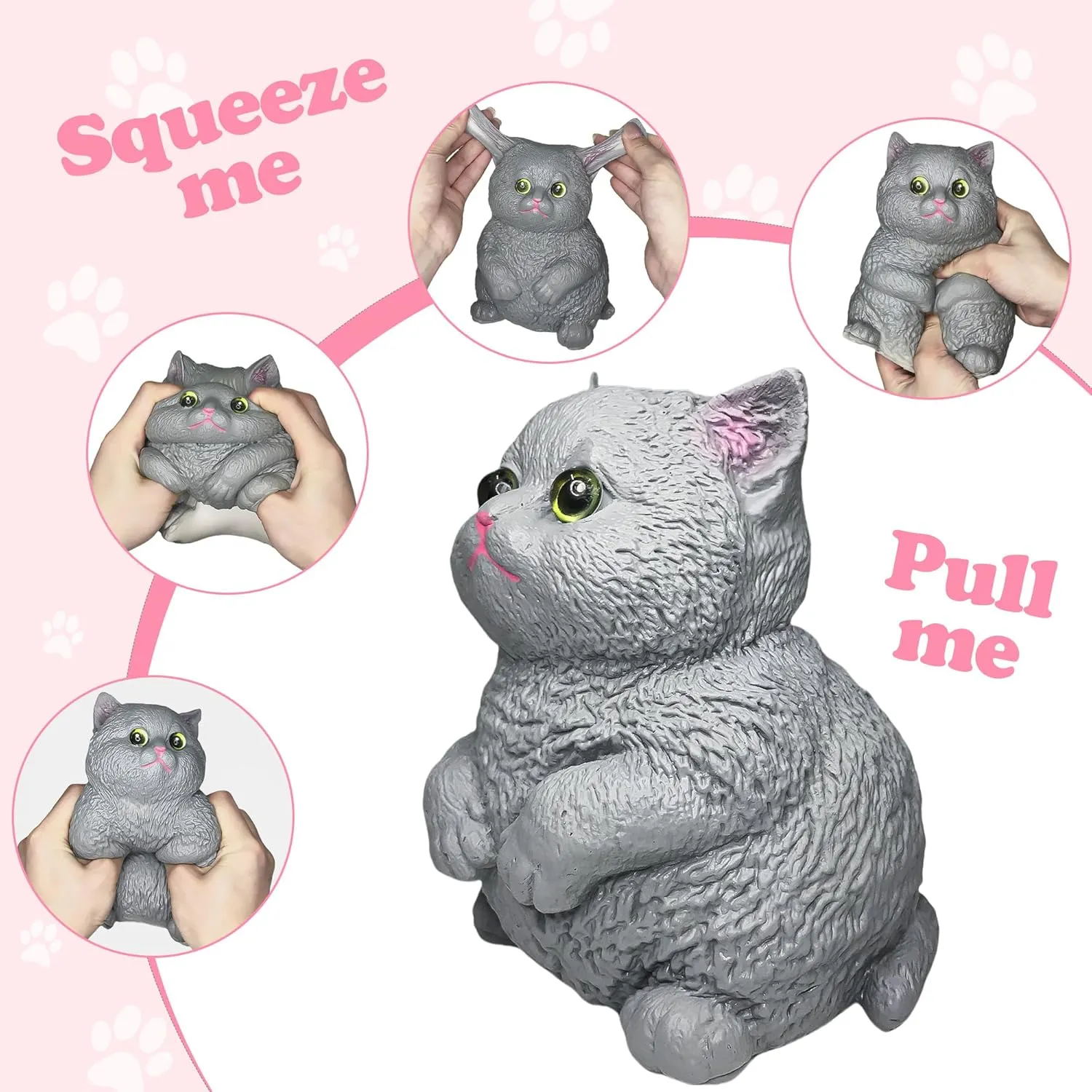 Stretchable Mochi Stress Toys$Unique Squeeze Toy Gifts for Kids Teens Adults Boys Girls (CAT-A) Cat Squeeze Toys$Taba Squishy Fidget welfare habit nine multifunctional hear syrup Toys Soft Kawaii Kitten Squishy Toys$Cute Animal High-Elastic 