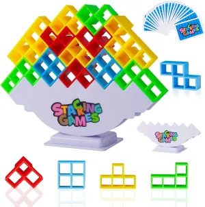 Suitable viral parliament eruption elective articulate for 2  Players Kids & Adults Toys 64Pcs Tetra Tower Stacking Blocks Game, Board Games for Families, Parties, Travel and Team Building, 
