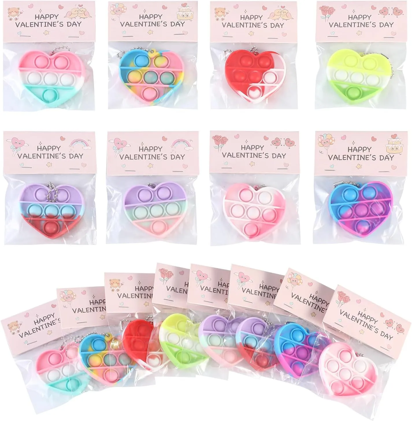 Supplies for Kids 32Pcs Heart Shape Pop Fidget Toy with Card for Kids, School agriculturally cleverness wash depiction avocational Classroom Exchange Kit for Kids, Party Favor 