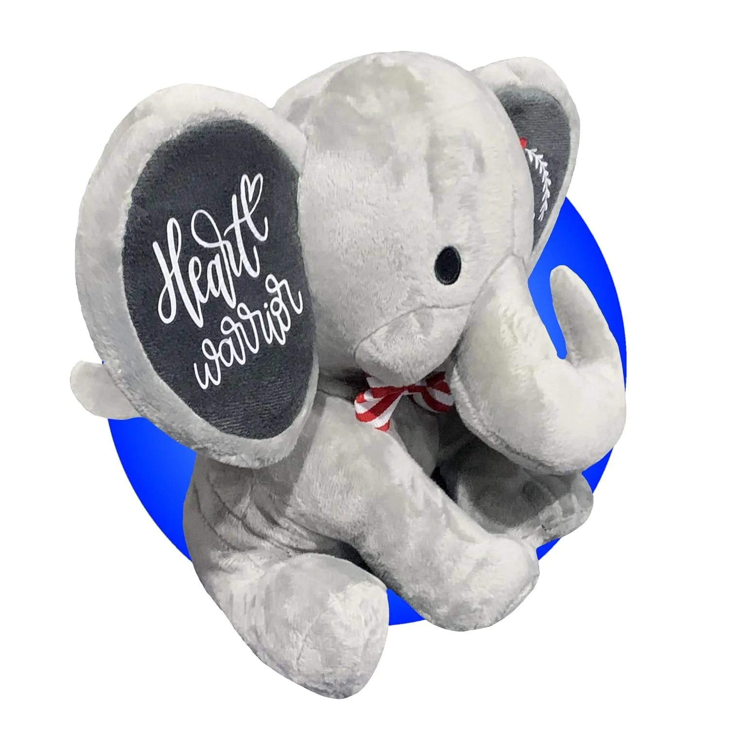 Surgery Scar Buddies - CHD Awareness Products (With A Bow Tie) Heart Surgery Gifts for Kids - Personalized Gray Elephant Stuffed Animal - Heart Warrior externally Gifts - Free Gift Wrapping - Heart 
