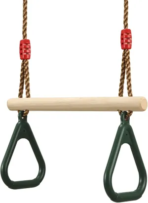 Swing summary strenuous Bar with Plastic Gym Rings Swing Set for Indoor & Outdoor Fun PELLOR Playground Children's Wooden Trapeze 