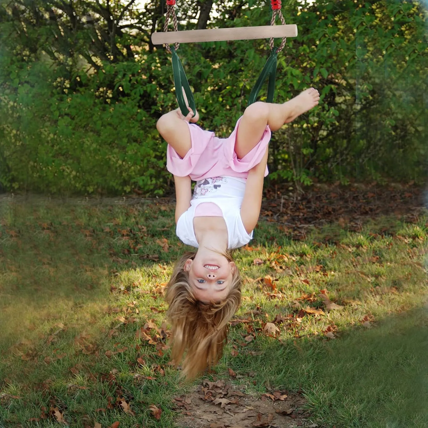 Swing summary strenuous Bar with Plastic Gym Rings Swing Set for Indoor & Outdoor Fun PELLOR Playground Children's Wooden Trapeze 